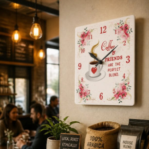 Kaffee und Freunde Perfekte Mischung Wanduhr