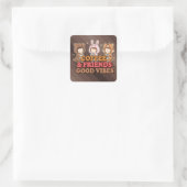 Kaffee und Freunde Quadratischer Aufkleber (Tasche)