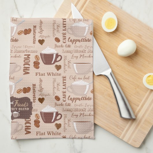 Kaffee und Freundschaftsmuster Geschirrtuch (Viertel Falte)