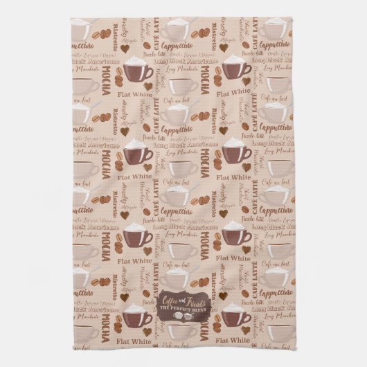 Kaffee und Freundschaftsmuster Geschirrtuch (Vertikal)