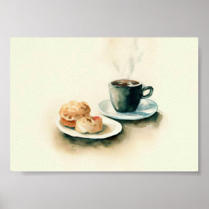 Kaffee- und Frühstücksfarbe Poster