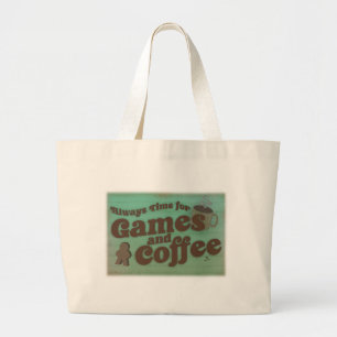 Kaffee und Games Times Spaß Vintag Style Jumbo Stoffbeutel