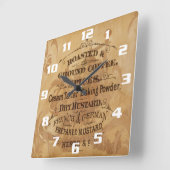 Kaffee und Gewürze Rustikale Küche Quadratische Wanduhr (Winkel)