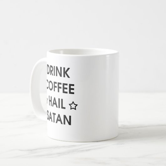 Kaffee und Hagel Satan Funny Crazy Geschenk Kaffeetasse (Vorderseite Links)