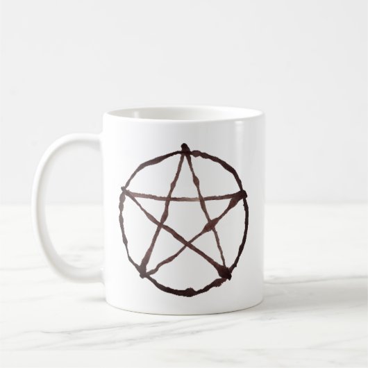 Kaffee und Hexerei-Pentagramm Kaffeetasse (Links)