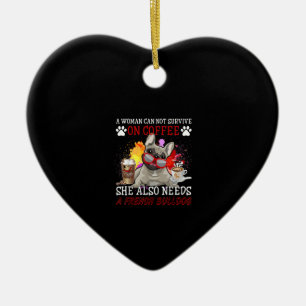 Kaffee und Hund Kaffee und Französische Bulldogge Keramik Ornament