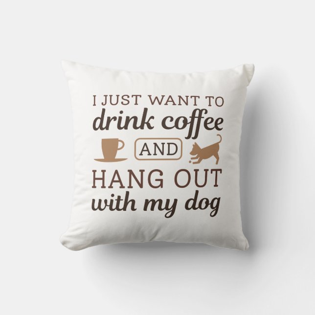Kaffee und Hund Kissen (Vorderseite)