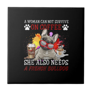 Kaffee und Hunde Kaffee und französische Bulldogge Fliese