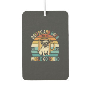 Kaffee und Hunde Retro-Mops-Liebhaber Autolufterfrischer