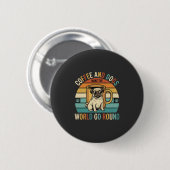 Kaffee und Hunde Retro-Mops-Liebhaber Button (Vorne & Hinten)