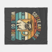 Kaffee und Hunde Retro-Mops-Liebhaber Fleecedecke (Vorderseite (Horizontal))