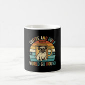 Kaffee und Hunde Retro-Mops-Liebhaber Kaffeetasse (Mittel)