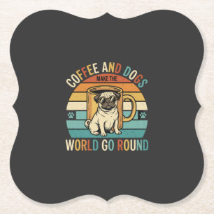 Kaffee und Hunde Retro-Mops-Liebhaber Untersetzer