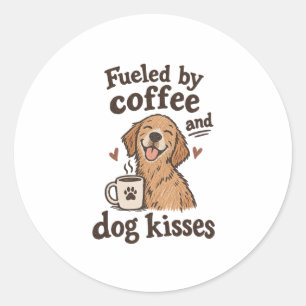 Kaffee und Hundeküsse Hundemama-Aufkleber Runder Aufkleber