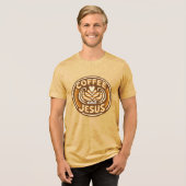 Kaffee und Jesus Tri-Blend Shirt (Vorderseite voll)