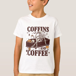 Kaffee und Kaffee Funny Skeleton Halloween T-Shirt