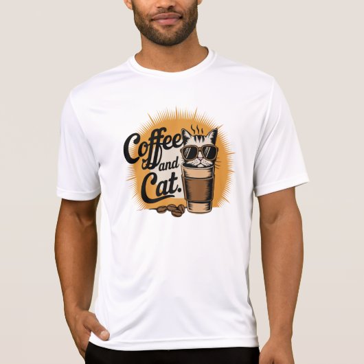 Kaffee und Katze T-Shirt (Vorderseite)