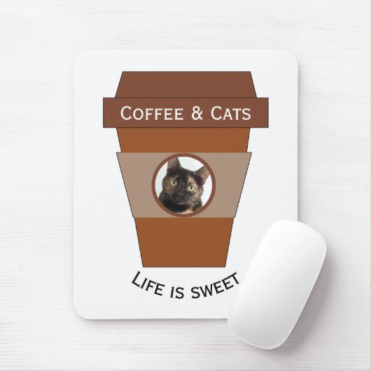 Kaffee und Katzen - das Leben ist süß Mousepad (Mit Mouse)