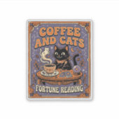 Kaffee und Katzen Kat Teeblätter Kaffee Schicksal Aufkleber (Vorderseite)