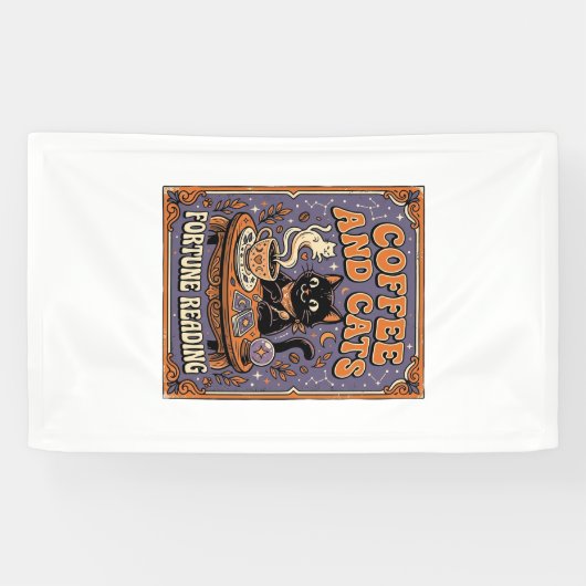 Kaffee und Katzen Kat Teeblätter Kaffee Schicksal Banner (Horizontal)