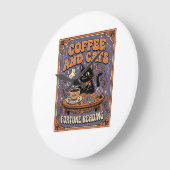 Kaffee und Katzen Kat Teeblätter Kaffee Schicksal  Große Wanduhr (Winkel)