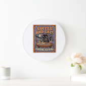 Kaffee und Katzen Kat Teeblätter Kaffee Schicksal  Große Wanduhr (Zuhause)
