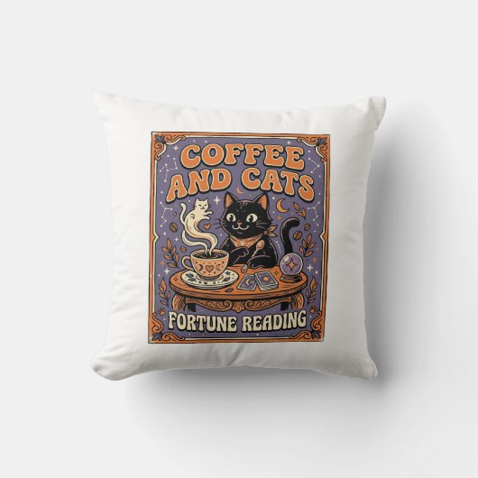 Kaffee und Katzen Kat Teeblätter Kaffee Schicksal Kissen (Vorderseite)