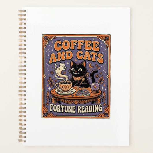 Kaffee und Katzen Kat Teeblätter Kaffee Schicksal Planer (Vorderseite)