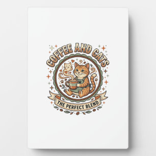 Kaffee Und Katzen Katze Kaffee Vintage Vektor Art  Fotoplatte
