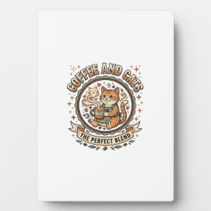 Kaffee Und Katzen Katze Kaffee Vintage Vektor Kuns Fotoplatte