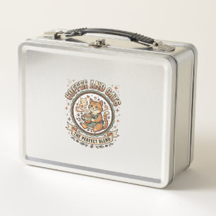 Kaffee Und Katzen Katze Kaffee Vintage Vektor Kuns Metall Brotdose
