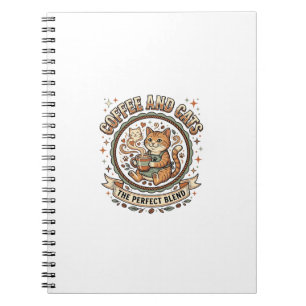 Kaffee Und Katzen Katze Kaffee Vintage Vektor Kuns Notizblock