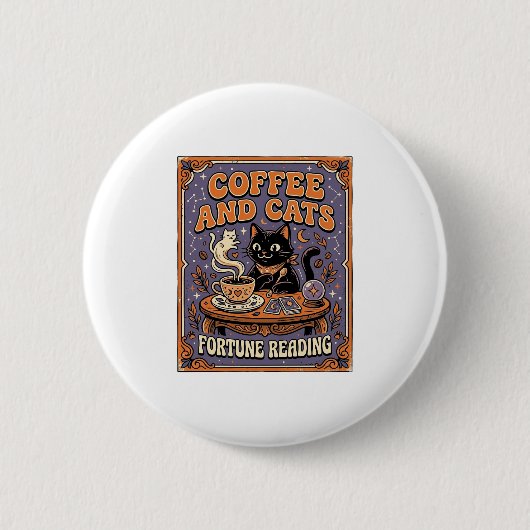 Kaffee Und Katzen Katze Teeblätter Kaffee Schicksa Button (Vorderseite)