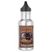 Kaffee und Katzen Katze Teeblätter Kaffee Schicksa Edelstahlflasche (Links)