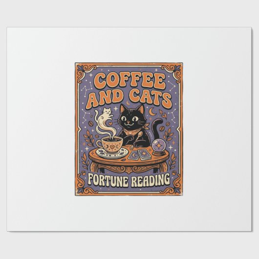Kaffee Und Katzen Katze Teeblätter Kaffee Schicksa Geschenkpapier (Flach)