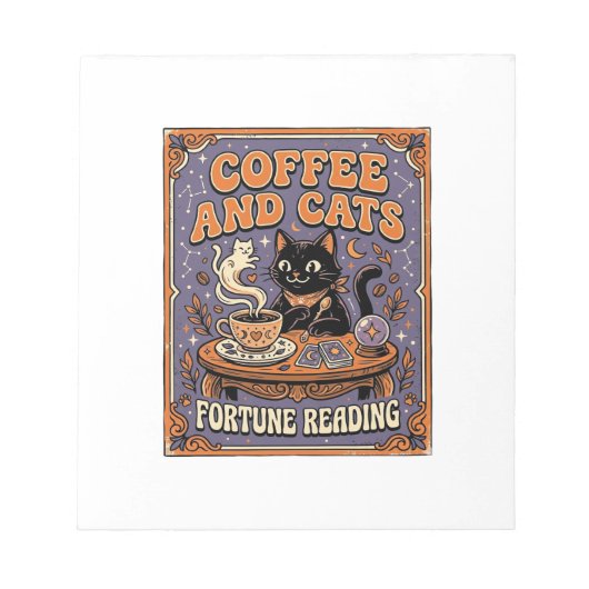 Kaffee Und Katzen Katze Teeblätter Kaffee Schicksa Notizblock (Vorderseite)