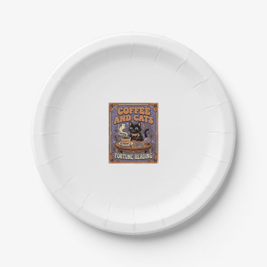 Kaffee Und Katzen Katze Teeblätter Kaffee Schicksa Pappteller (Vorderseite)