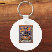 Kaffee und Katzen Katze Teeblätter Kaffee Schicksa Schlüsselanhänger (Vorderseite)