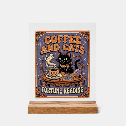 Kaffee und Katzen Katzen-Teeblätter Kaffee Schicks Acrylschild (Vorderseite)