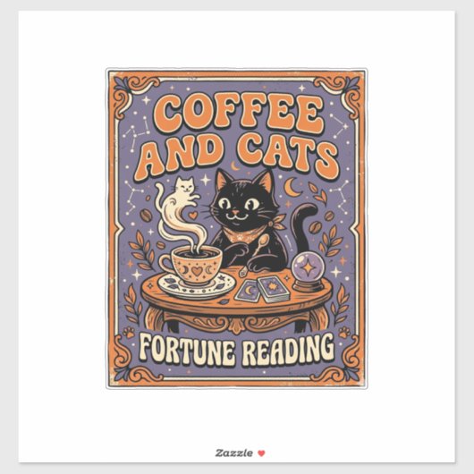 Kaffee und Katzen Katzen-Teeblätter Kaffees Schick Aufkleber (Blatt)