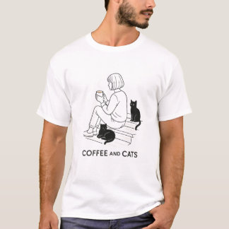 Kaffee und Katzen T-Shirt