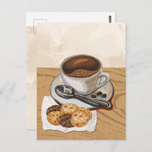 Kaffee und Kekse Postkarte (Vorne/Hinten)
