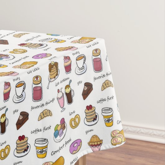 Kaffee und Komfort Illustriertes Muster Tischdecke (Beispiel)