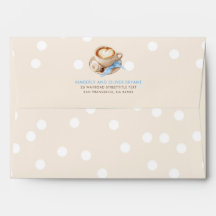 Kaffee und Konfetti Beige Blau Baby Shower