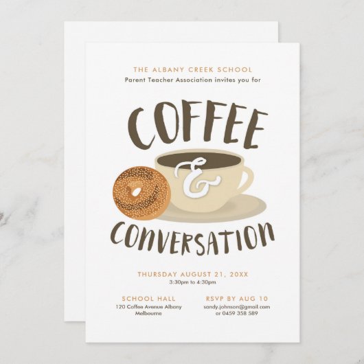 Kaffee und Konversation Einladung (Vorne/Hinten)