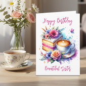 Kaffee und Kuchen | Geburtstag der Schwester Karte