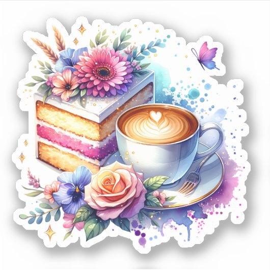 Kaffee und Kuchen | Geburtstag des besten Freundes Aufkleber (Vorderseite)