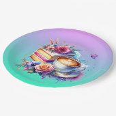 Kaffee und Kuchen | Geburtstag des besten Freundes Pappteller (Schrägansicht)