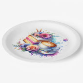 Kaffee und Kuchen | Geburtstag des besten Freundes Pappteller (Schrägansicht)