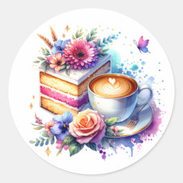 Kaffee und Kuchen | Geburtstag des besten Freundes Runder Aufkleber